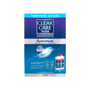 Clear Care Plus with Hydraglyde Cleaning & Disinfecting Solution Twin Pack with 2 Lens Cases Included 16 oz